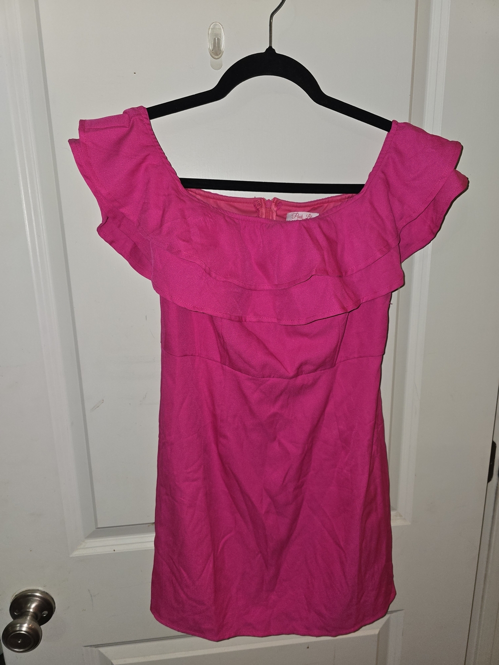 Pink Lily Hot Pink Off-the-shoulder Mini Dress